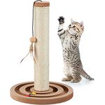 Relaxdays Kratzsäule für Katzen, HxD 45 x 30 cm, Kratzstamm interaktiv, Sisalstamm & Spielzeug, Kratzbaum Wohnung, braun