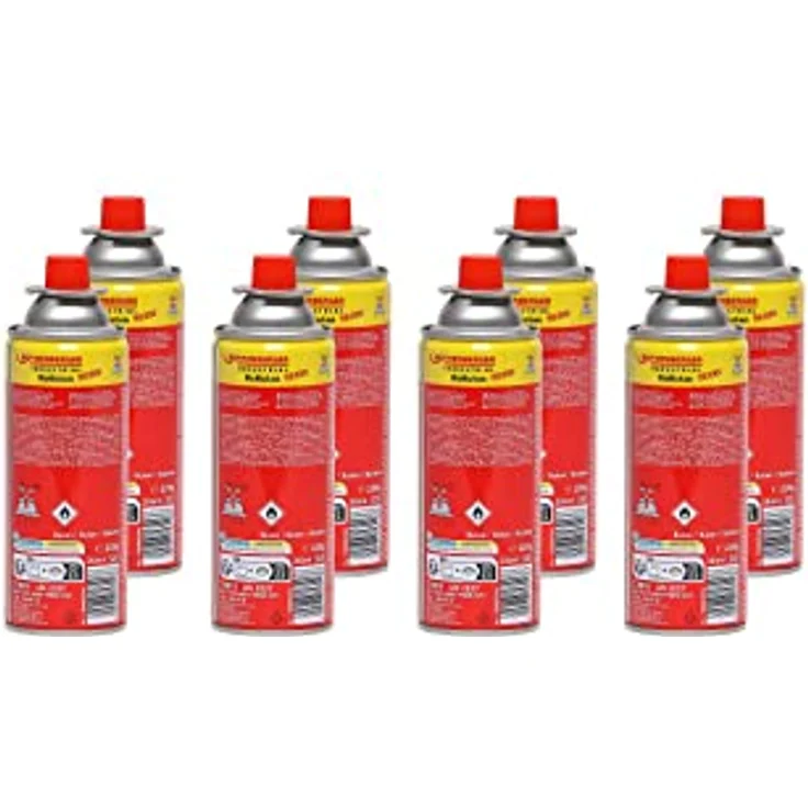 ROTHENBERGER Industrial Gaskartusche RoButan 220 g / 393 ml, Bajonett-Verschluss MSF-1A, Ventilkartusche für Camping und Unkrautvernichter, 8 Stück – Bild 1
