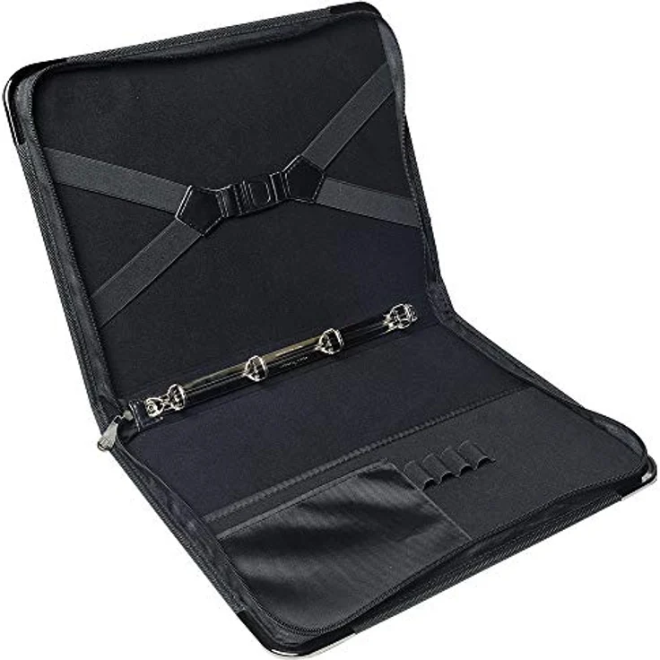 Clairefontaine BPCJ1A4BKZ Goldline Präsentationsmappe (Reißverschluß, 4 Ringen, Griff, robust, Metallecken, für 25 Hüllen, DIN A4, 21 x 29,7 cm) schwarz – Bild 5