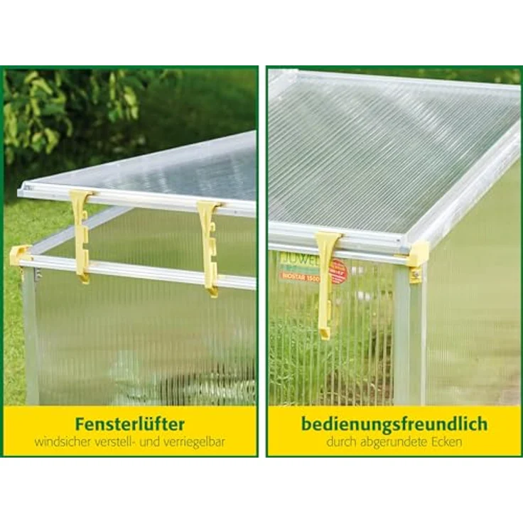 JUWEL Frühbeet Blumenbeet Biostar 1500 + Fensterautomat, Maße 150x80x50-40 cm – Bild 3
