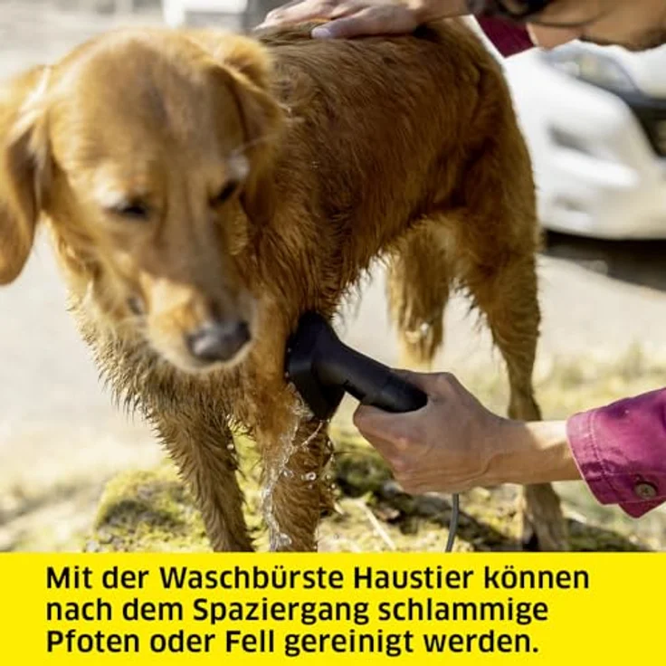 Kärcher Waschbürste Haustier, für Reinigung und Fellpflege, mit angenehmen Silikon-Noppen, einfache Montage, Original-Zubehör in Grau für Kärcher Druckreiniger OC 3, OC 3 Plus und OC 3 Foldable – Bild 2
