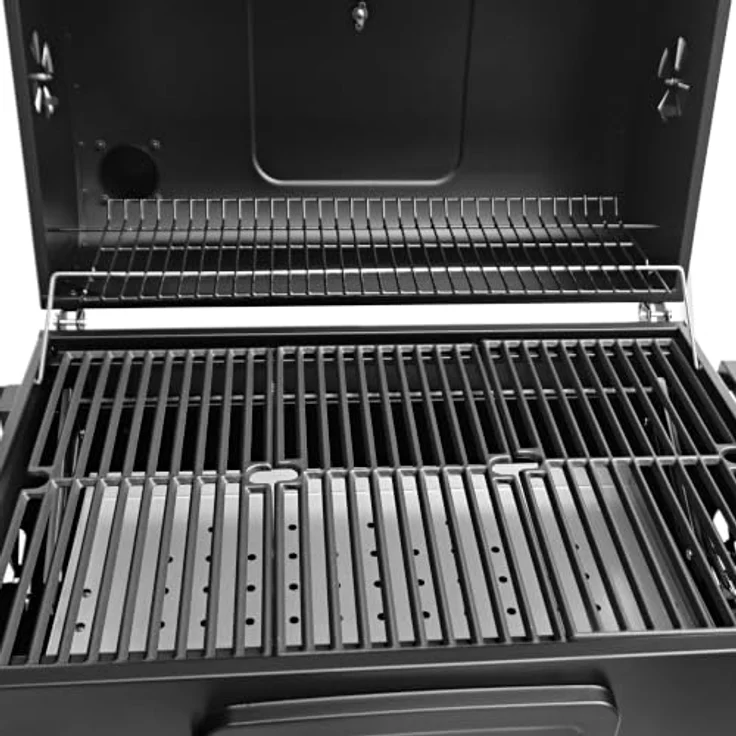 Monster Shop XXL-BBQ-Räucherofen Holzkohlegrill, tragbar, große Grillfläche, höhenverstellbare Holzkohlewanne, inkl. 2 Beutel Räucherholz – Bild 3