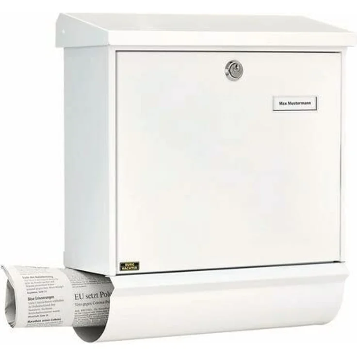 BURG-WÄCHTER Briefkasten-Set mit integriertem Zeitungsfach, A4 Einwurf-Format, EU Norm EN 13724, Verzinkter Stahl, Comfort-Set 91300 W, Weiß – Bild 5