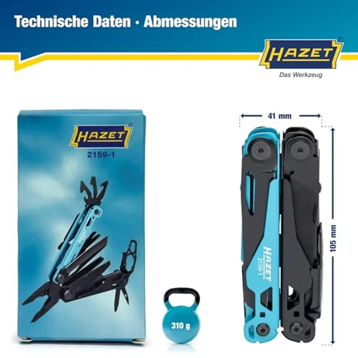 Hazet Multitool 13-in-1 2159-1, vielseitiges Zangenwerkzeug aus Edelstahl mit ergonomischem Griff und Gürtelclip für Fahrrad, Camping und Outdoor – Bild 7