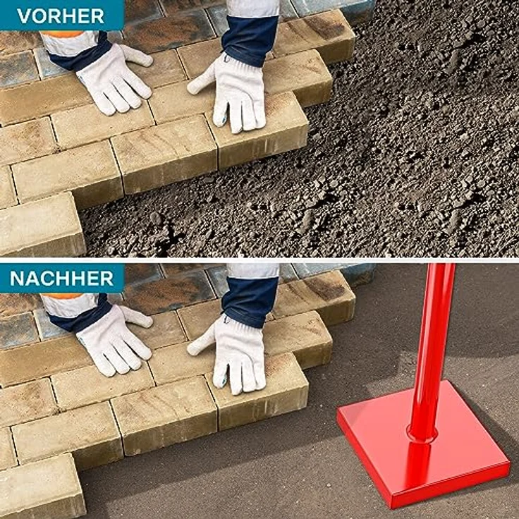 Bodenverdichter 11,5 kg aus Stahl, mit 20x20 cm Grundplatte und T-Griff zum Verdichten – Bild 6