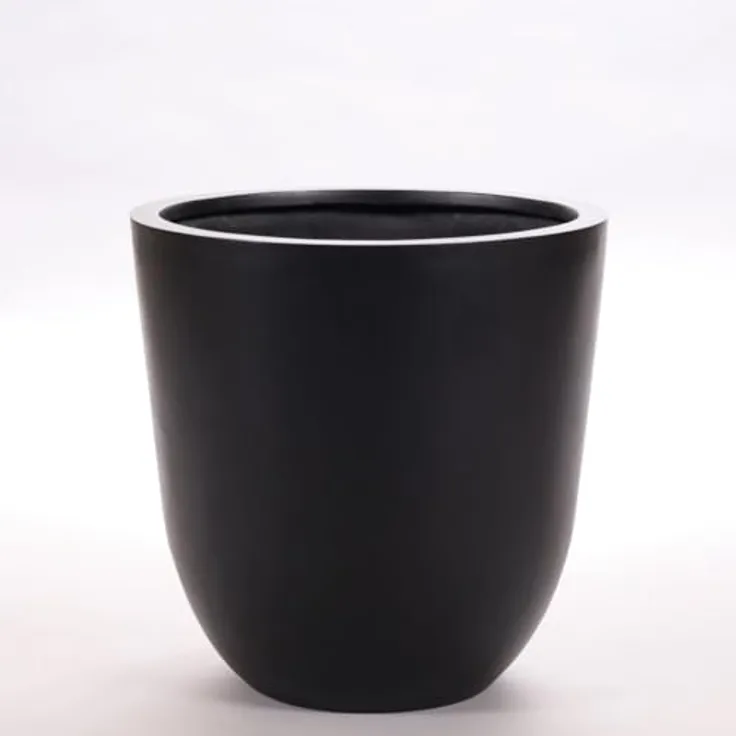 Elegant Einrichten Pflanzkübel Fiberglas Rund-Konisch D30xH30cm, Elegant-Schwarz-Matt, UV-beständig und frostsicher