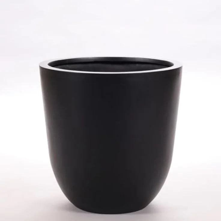 Elegant Einrichten Pflanzkübel Fiberglas Rund-Konisch D30xH30cm, Elegant-Schwarz-Matt, UV-beständig und frostsicher – Bild 1