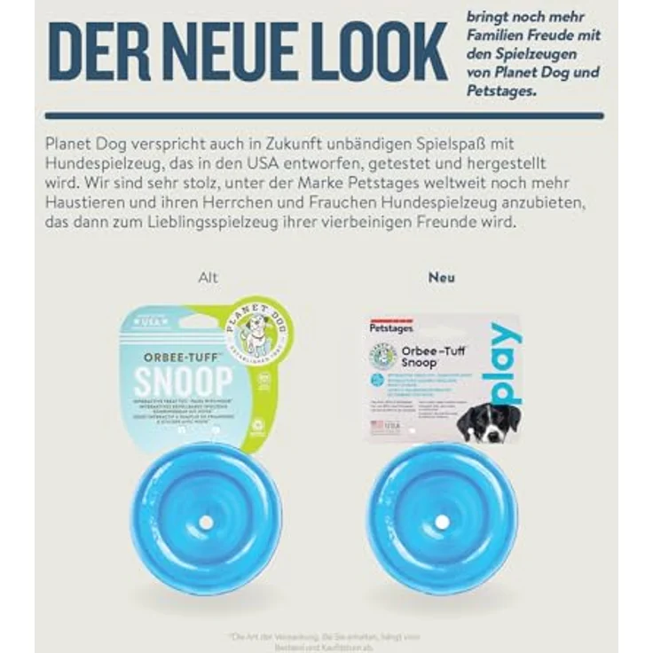 Outward Hound Planet Dog Orbee-Tuff Lil' Snoop - Interaktives Spielzeug für Hunde - Snackball - Royalblau - Klein – Bild 3
