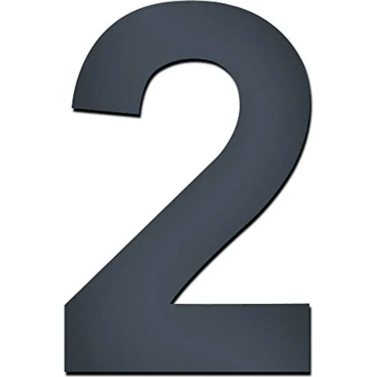 MOCAVI Design V4A Edelstahl Hausnummer anthrazit HS 20 Feinstruktur beschichtet RAL 7016 grau 15 cm modern Ziffern und Buchstaben, Hausnummer:2