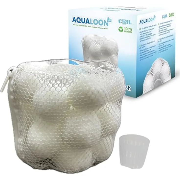 COIL Pool Filterbälle, Ökologischer Wasserfilter, Kompatibel mit Typ VI Bestway und Intex Typ S1, 20 Stück, Wiederverwendbar, Weiß