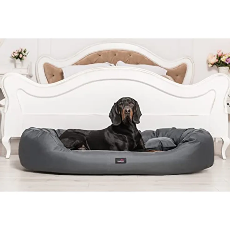 tierlando® ARES | Orthopädisches Hundebett - Robustes Hundesofa aus festem Polyester XL - XXXL für große Hunde | XL+ Graphit