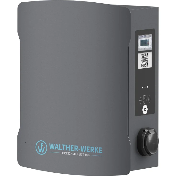 Walther, Elektroauto Ladestation, 98603210E (Typ 2, 22 kW) in Eisenglimmergrau (DB703) mit Smart-Grid-Fähigkeit