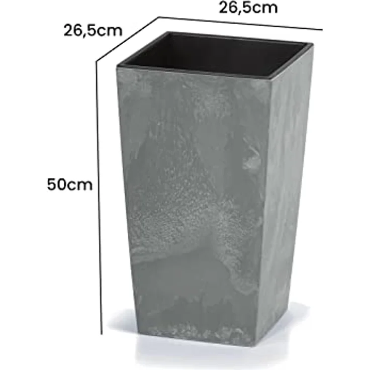 Deuba Pflanzkübel 26L, 50x26,5x26,5cm, Betonoptik mit Einlegeboden, Indoor und Outdoor, grau – Bild 5