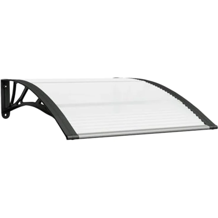 vidaXL Markise Türvordach Schwarz und Transparent 100x75 cm Polycarbonat (1-St) - Wetterfest, stabiler Rahmen, einfache Montage - Preisvergleich – Bild 2