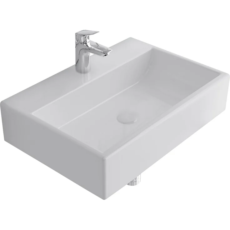 Alpenberger Waschbecken - Keramik Aufsatzwaschbecken Hängewaschbecken - Eleganter Waschplatz, schmutzabweisend & hygienisch mit Nano beschichtet, weiß – Bild 1