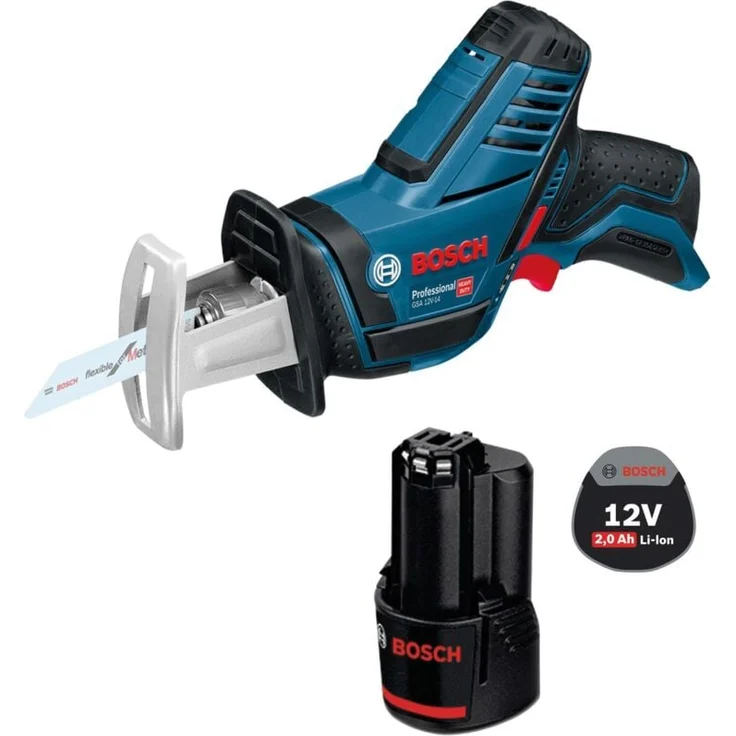 Bosch Akku-Säbelsäge GSA 12V-14, kompakte Bauform, inkl. 2,0 Ah Akku, LED-Licht, Holz-Schnitttiefe 65 mm
