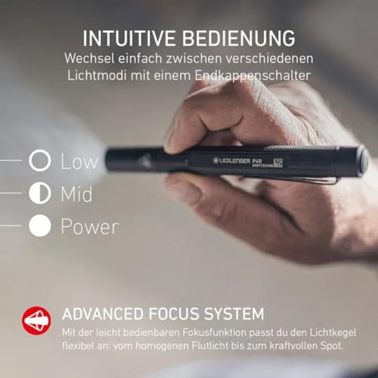 Ledlenser P4 Mini LED Taschenlampe, 180 Lumen, 90m Zoom Fokus, IP54 wasserfest, 23h Laufzeit, leicht und kompakt mit Clip für Werkstatt und Notfall – Bild 3