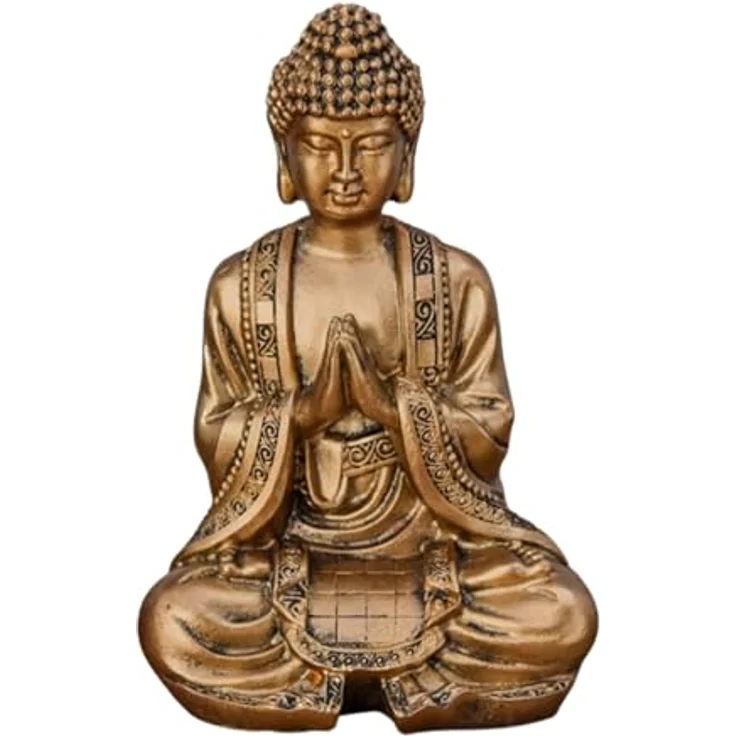 Zen Light Buddha Meditation Gold Dekofigur Harz, Einheitsgröße – Bild 2