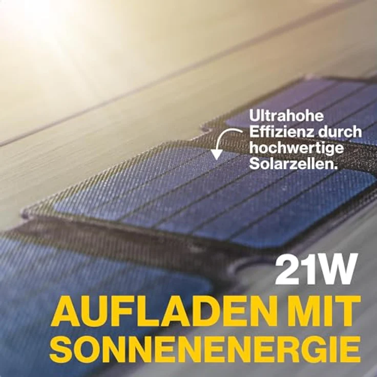 AQIILA Solarpanel Sunbird P21, 21 W, faltbar, USB-C, IP67, schwarz – Bild 2
