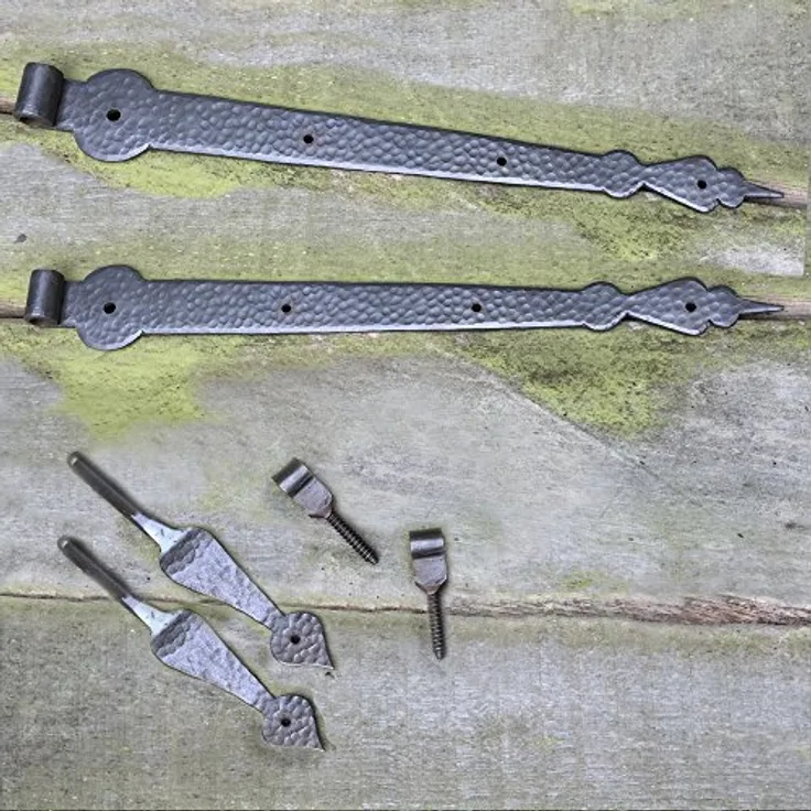 Antikas Türbänder geschmiedet 2 Tor Scharniere Eisen Türband + Aufhängung 50 cm, Antik-Look