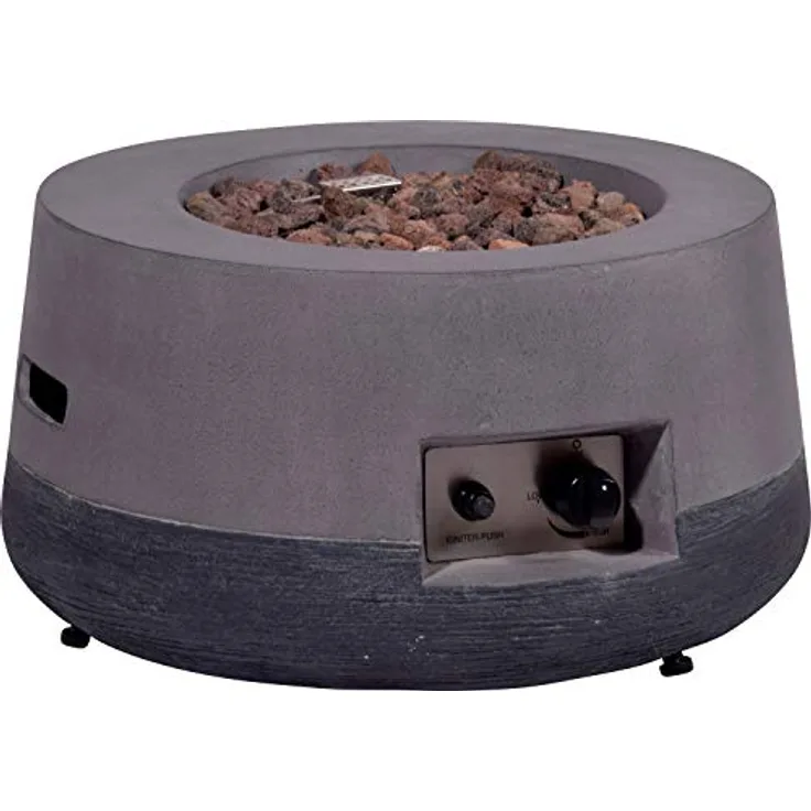 dobar® 35442e Lava-Ofen Calido - Gaskamin Outdoor aus Magnesia - Gasfeuerstelle mit Lavasteinen - Gartenkamin inkl. Deckel & Schutzhülle - Gasofen für Garten/Terrasse/Balkon - 48 x 48 x 66 cm