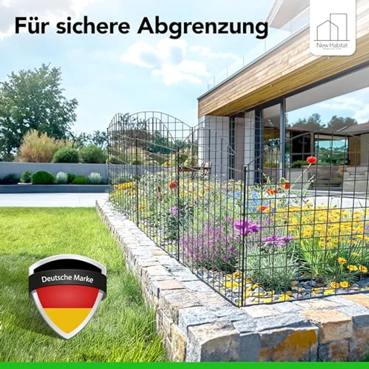 NewHabitat Teichzaun Steckzaun aus Metall, wetterbeständig, 10 Elemente, anthrazit – Bild 9