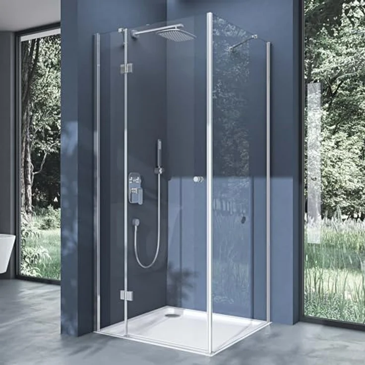 doporro Eckdusche Duschkabine ESG Glas mit NANO Duschabtrennung Ravenna05 NEU, BxT: 90x70 cm, Design Duschabtrennung, 6mm ESG-Sicherheitsglas, magnetische Dichtungen – Bild 1