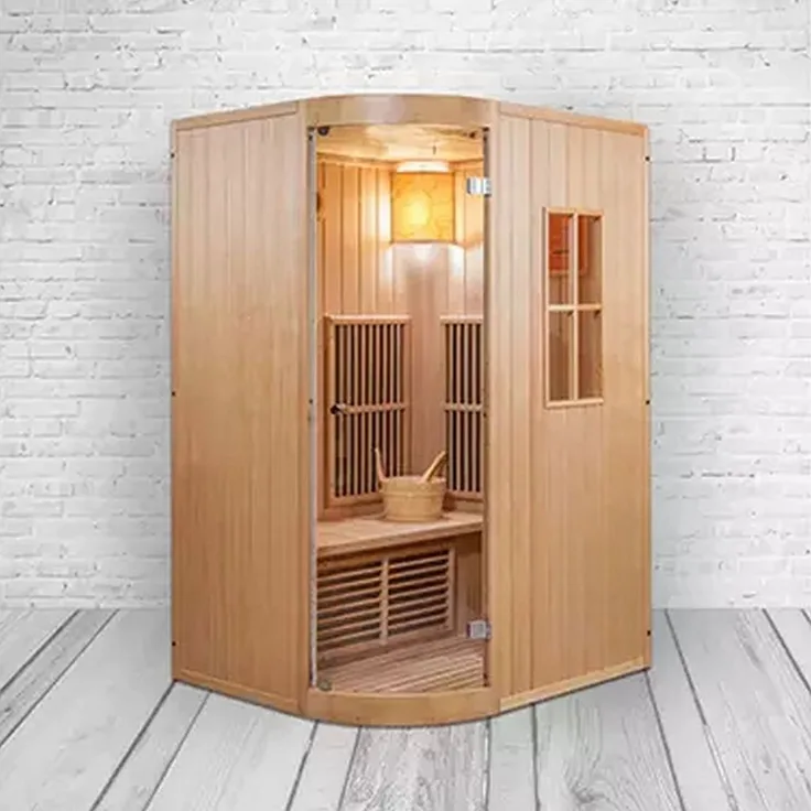 PureHaven Infrarotkabine Alpha I 125x110x190 cm, Saunaofen (3000 W) aus kanadischem Hemlockholz in natur