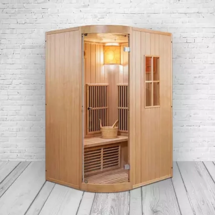 PureHaven Infrarotkabine Alpha I 125x110x190 cm, Saunaofen (3000 W) aus kanadischem Hemlockholz in natur – Bild 1