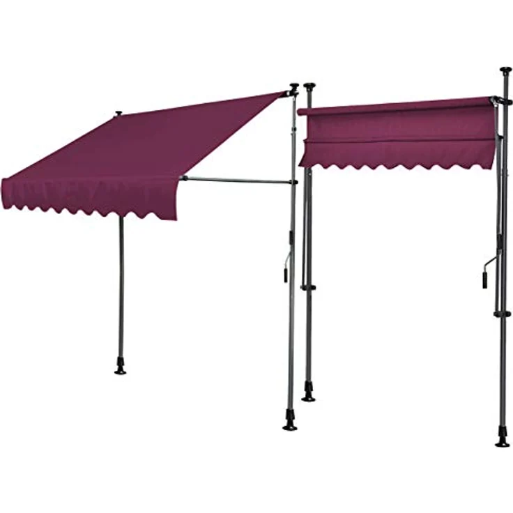 Klemmmarkise 200x130cm Bordeaux Balkonmarkise Sonnenschutz Terrassenüberdachung Höhenverstellbar von 200-290cm Markise Balkon ohne Bohren – Bild 6