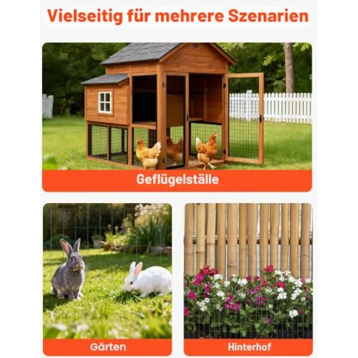 VEVOR Weidezaun, 91 cm x 7,62 m, verzinkter Stahldrahtzaun mit schwarzer PVC-Beschichtung, Maschenweite 5,08 x 7,62 cm für Hühner und Kaninchen – Bild 7