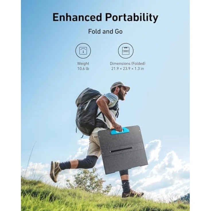 Anker Solix PS100, Klappbares Solarpanel mit 100 W Leistung, 23% Effizienz und IP67 Wasserschutz – Bild 6
