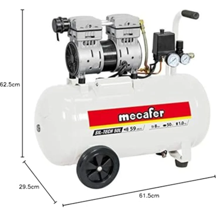MECAFER 425523, Horizontaler geräuschloser Luftkompressor mit 8 bar und 24 L Tankvolumen, leiser Betrieb bei 59 dB – Bild 11