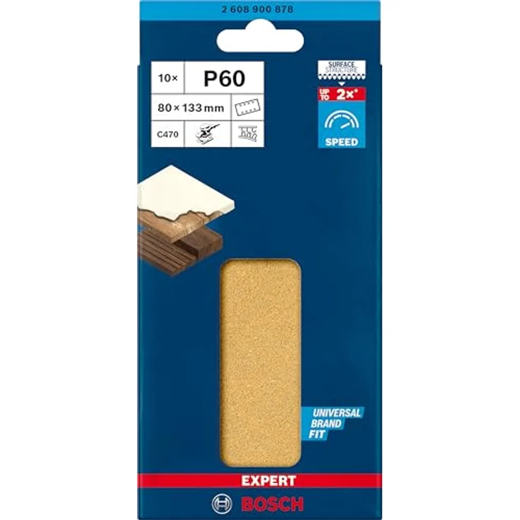 Expert C470 Schleifpapier mit 8 Löchern für Schwingschleifer, 80 x 133 mm, G 60, 10-tlg. – Bild 3