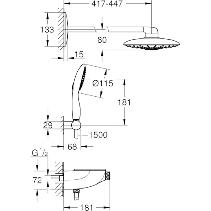 GROHE Rainshower Smartcontrol Duo 360, Duschsystem mit Thermostatbatterie, wassersparend, Verbrühungsschutz, inkl. Duschablage, Antikalk-System, moon white – Bild 2