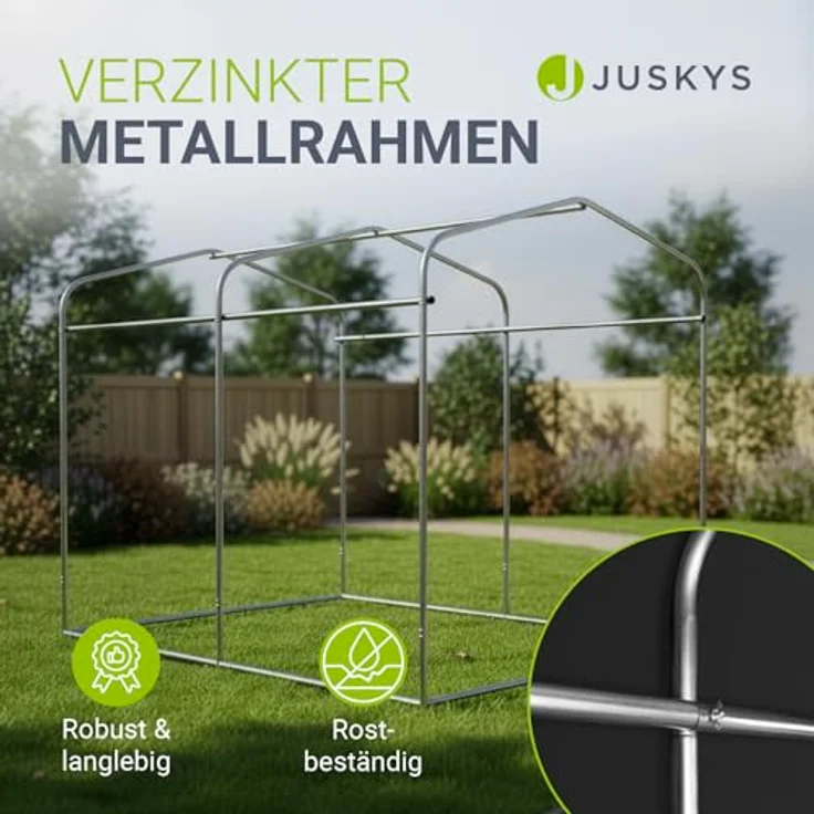 Juskys® Gerätezelt M, 220x160x175 cm, anthrazit, mit Metallrahmen, Fenstern und Tür für Fahrrad, Motorrad & Gartengeräte – Bild 5