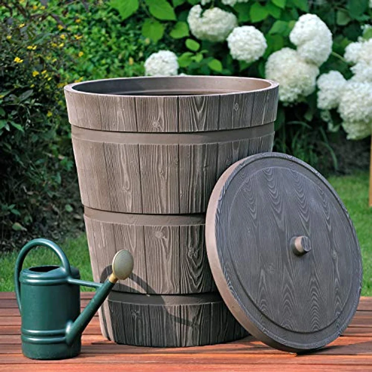 Prosperplast Arves Regenspeicher Rustico 275 L, konische Regentonne in braun aus Kunststoff, 78 x 78 x 100 cm – Bild 3