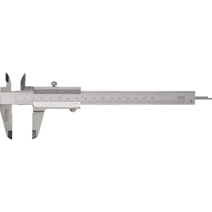 NORDWEST Taschenmessschieber DIN 862, 150mm mit Schneideeck, mattverchromt, analog, kalibrierbar