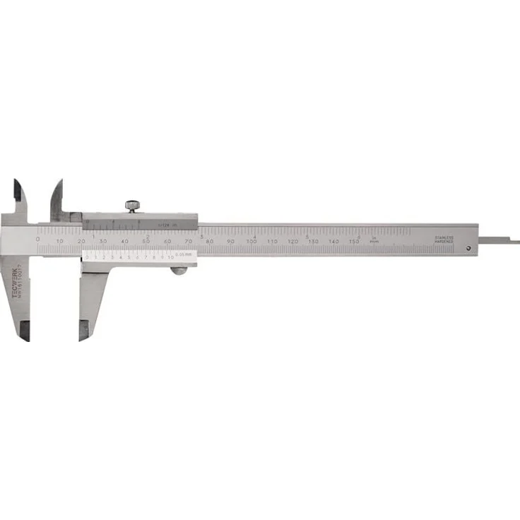 NORDWEST Taschenmessschieber DIN 862, 150mm mit Schneideeck, mattverchromt, analog, kalibrierbar