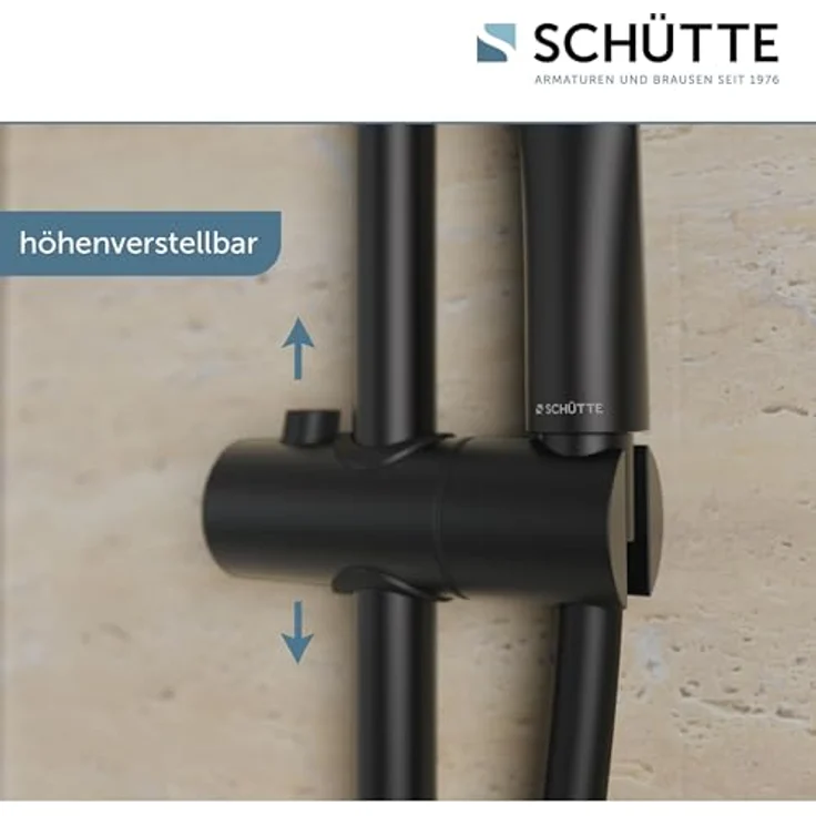 Schütte Brausestangenset 'Capri', schwarz matt, inkl. 3 Strahlarten und Antikalk-Noppen – Bild 3