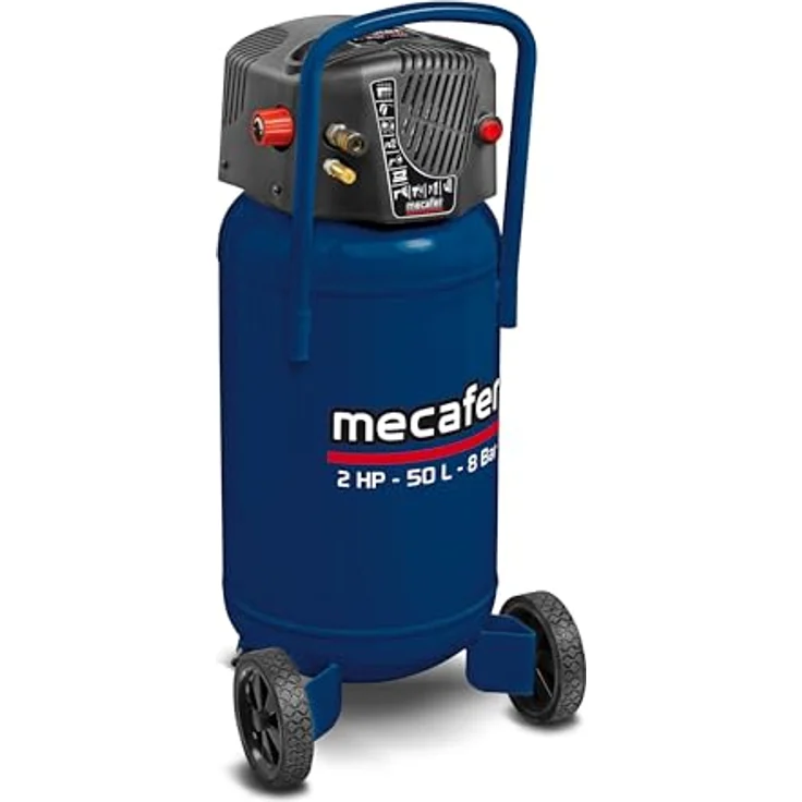 MECAFER Vertikaler Kompressor 425790, 50 L, ölfrei, koaxiales Design, blau – Bild 2