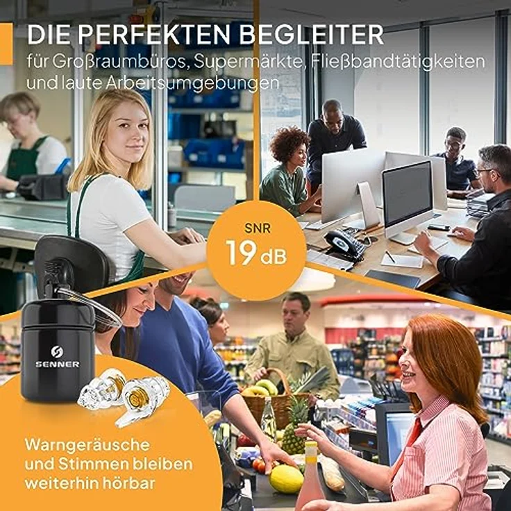 Senner WorkPro Gehörschutzstöpsel, wiederverwendbar mit SennerAcousticPro Membranfilter, hypoallergenes Material, sicherer Sitz und robuster Aluminium Behälter – Bild 3