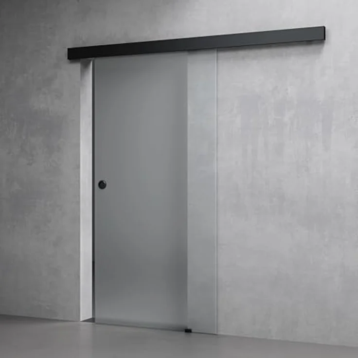 Mai & Mai Glasschiebetür Amalfi Schwarz Vollsatiniert, inkl. Soft-Close und Muschelgriff, BxH: 77.5x205cm, 8mm ESG-Sicherheitsglas – Bild 1
