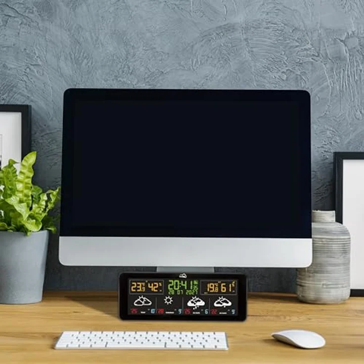 TFA Dostmann TFA.me 35.8107.01 ID-07 WLAN Funkwetterstation mit 4 Tagen Profi-Wetterprognose, 40 Wettersymbole, Farbdisplay, Warnfunktion, schwarz (ohne Batterien) – Bild 2