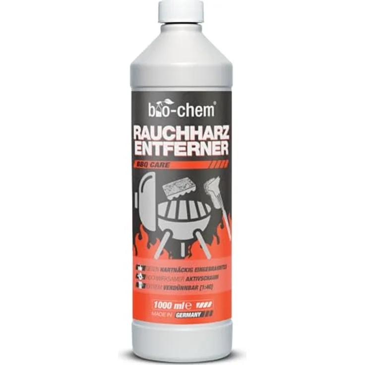 bio-chem Rauchharz-Entferner, 1000 ml Backofen- und Grillreiniger Konzentrat, kraftvolle Formel für Gasgrill, Edelstahl, Gusseisen, Made in DE