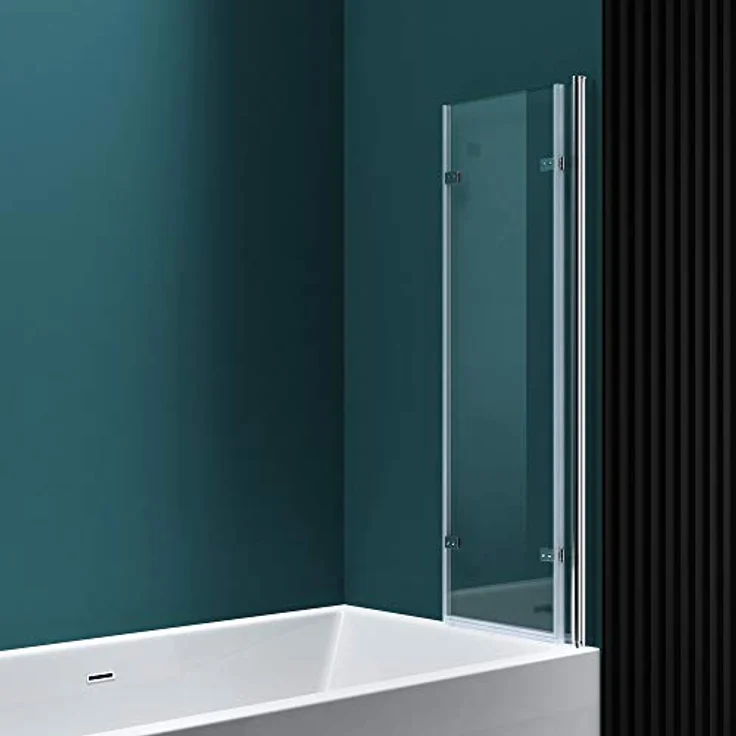 Mai & Mai Duschabtrennung Cortona116, faltbare 3-teilige Badewannenwand 130x140cm, Klarglas mit Chromrahmen, 6mm ESG-Sicherheitsglas, verstellbar – Bild 3