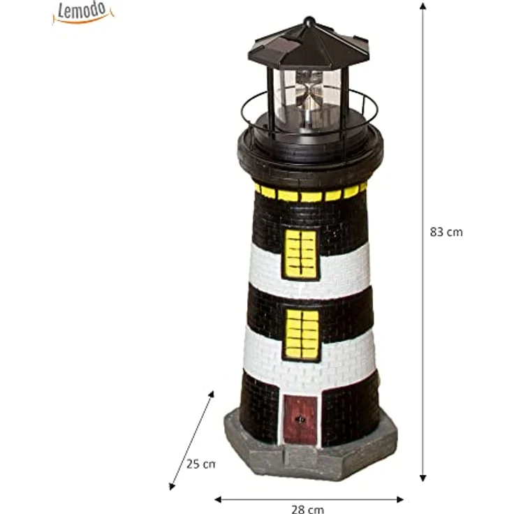 Beach & Pool Solar-Leuchtturm, schwarz/weiß, 82 cm – Bild 3