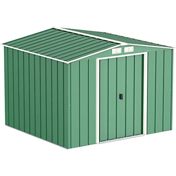 Duramax 8 x 8 (5.89 m²) Metallgerätehaus, feuerverzinktes Metall gerätehaus - Geräteschuppen, verstärkte Dachkonstruktion, wartungsfreier und wetterfester Metallschuppen, Grün – Bild 1