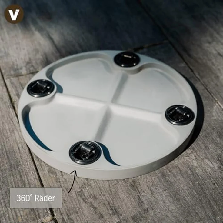 VIVANNO Pflanzenroller rund Movo Grau, Untersetzer mit Rollen aus Kunststein, Ø28 cm, wetterfest, Tragkraft bis 50 kg – Bild 4