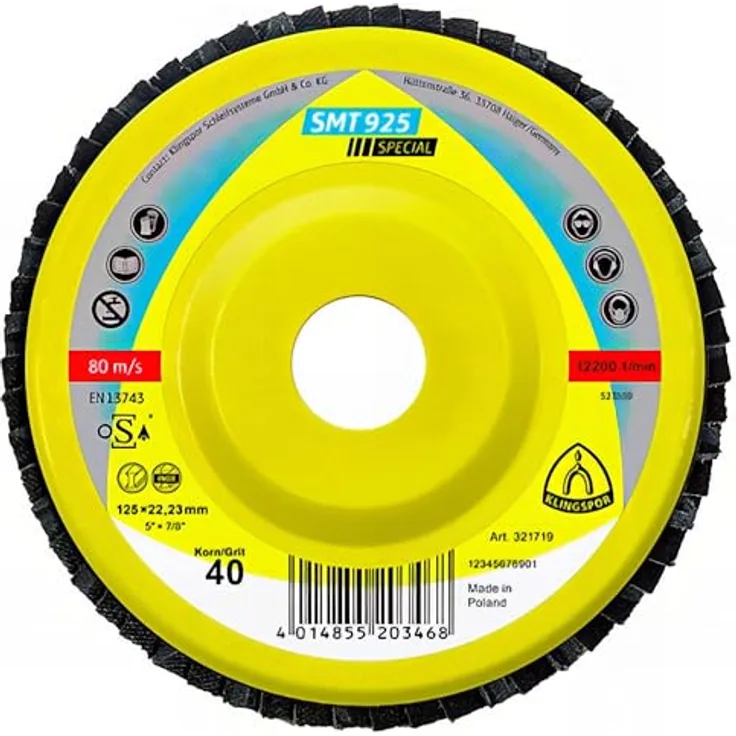 Klingspor SMT 925 Schleifmop Scheibe, 180 x 22,23 mm, für Schrupparbeiten, Verpackungseinheit 5